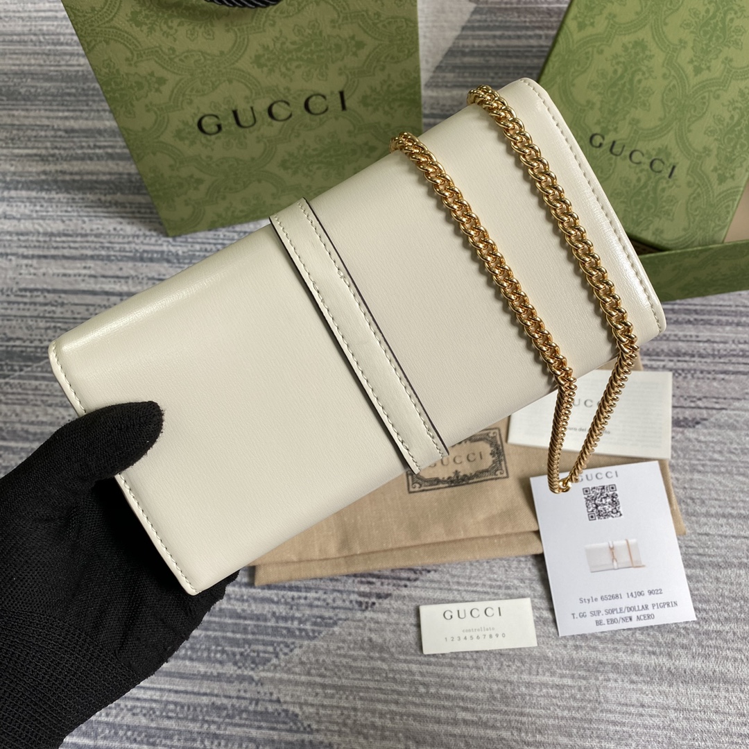 Gucci Jackie 1961 Chain Wallet 652681 White